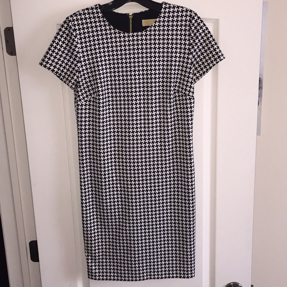 Michael Kors black and white houndstooth dress
